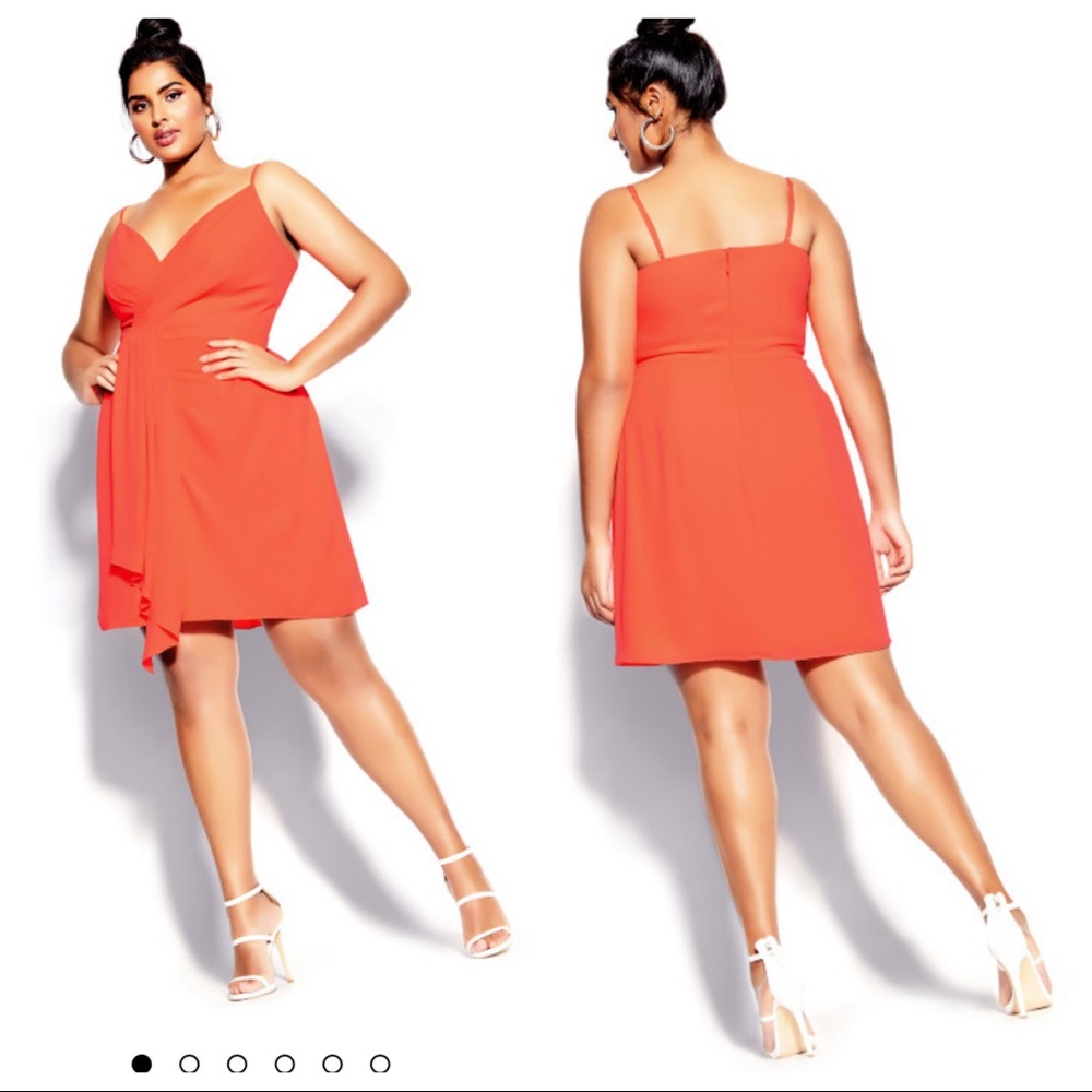 City Chic Delectable Dress - neon coral